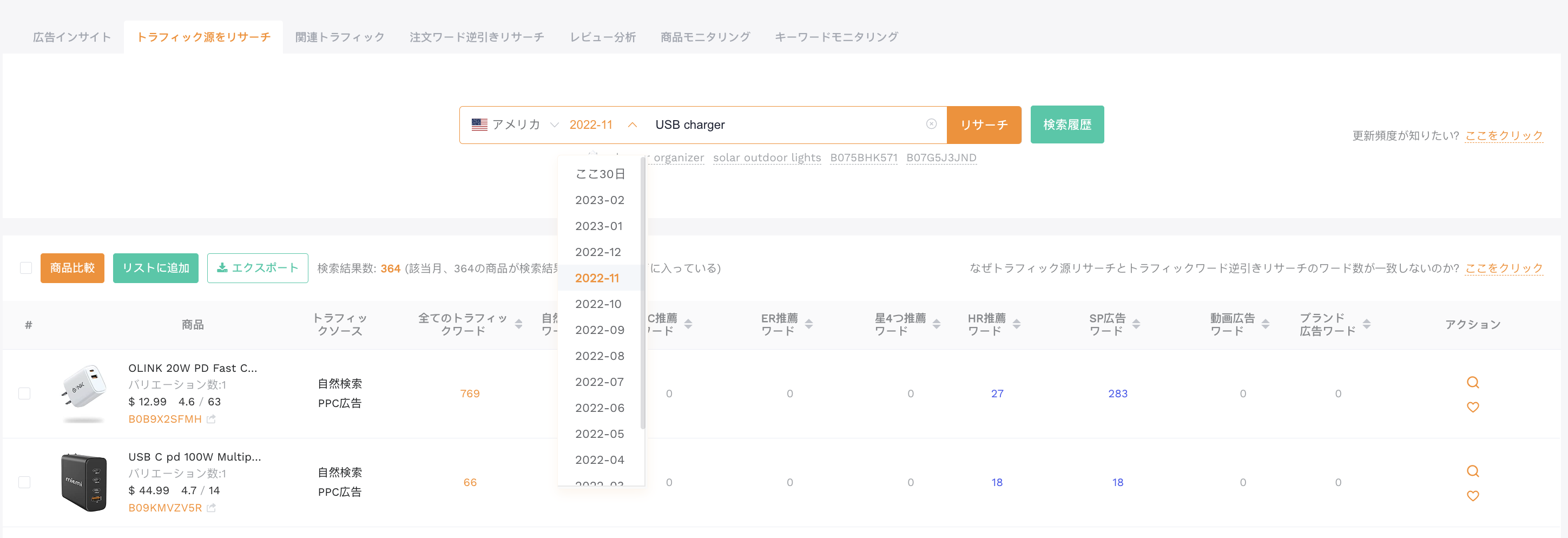 時間範囲比較