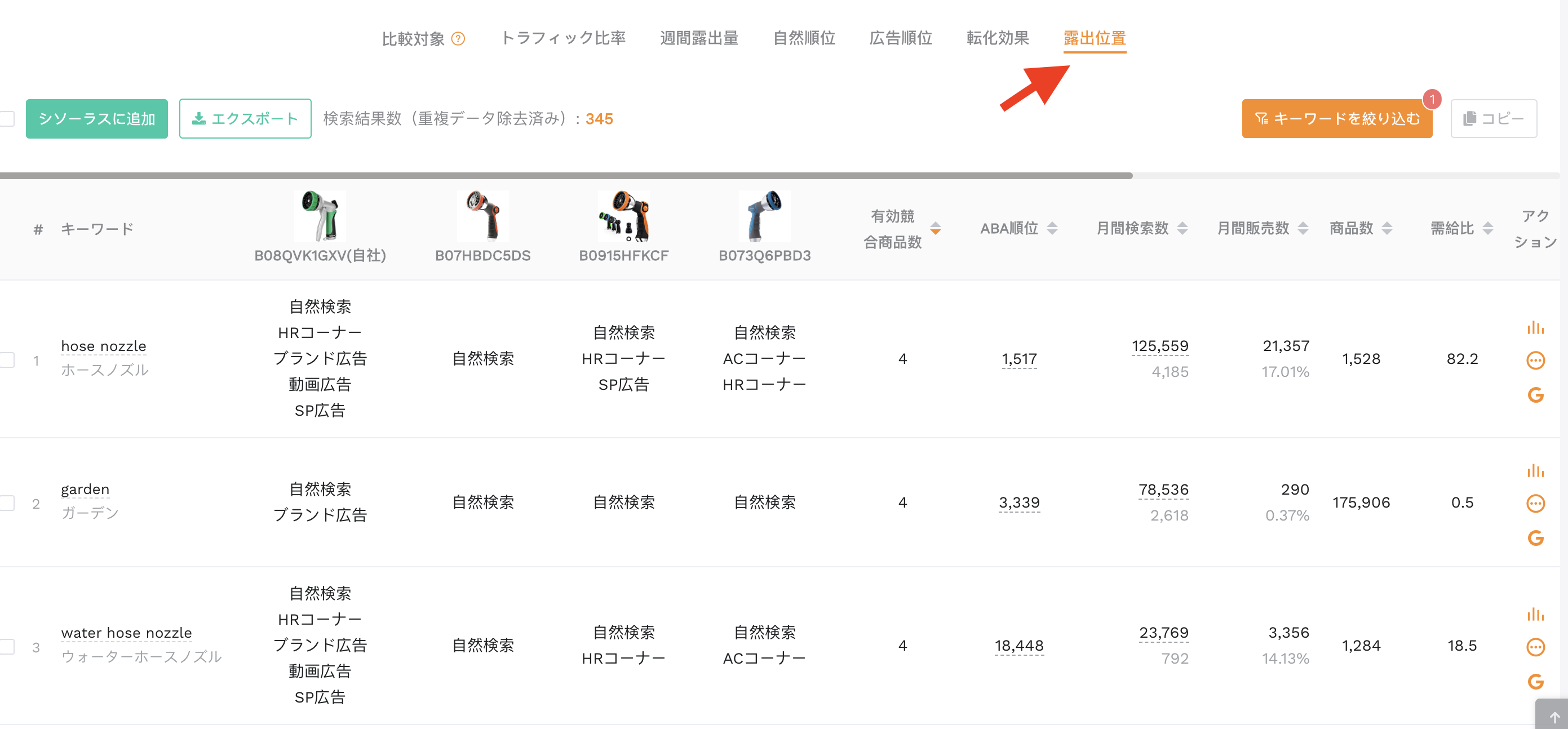 露出位置