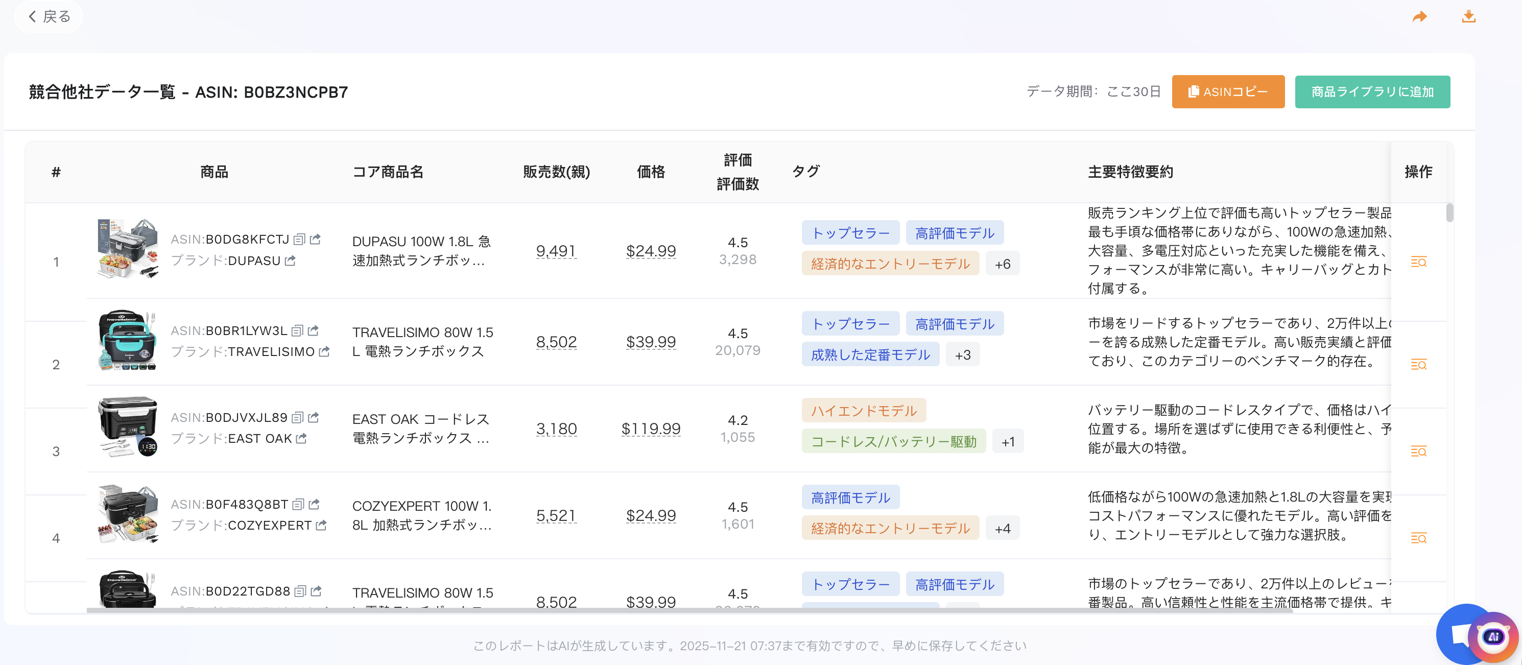 レポート画面