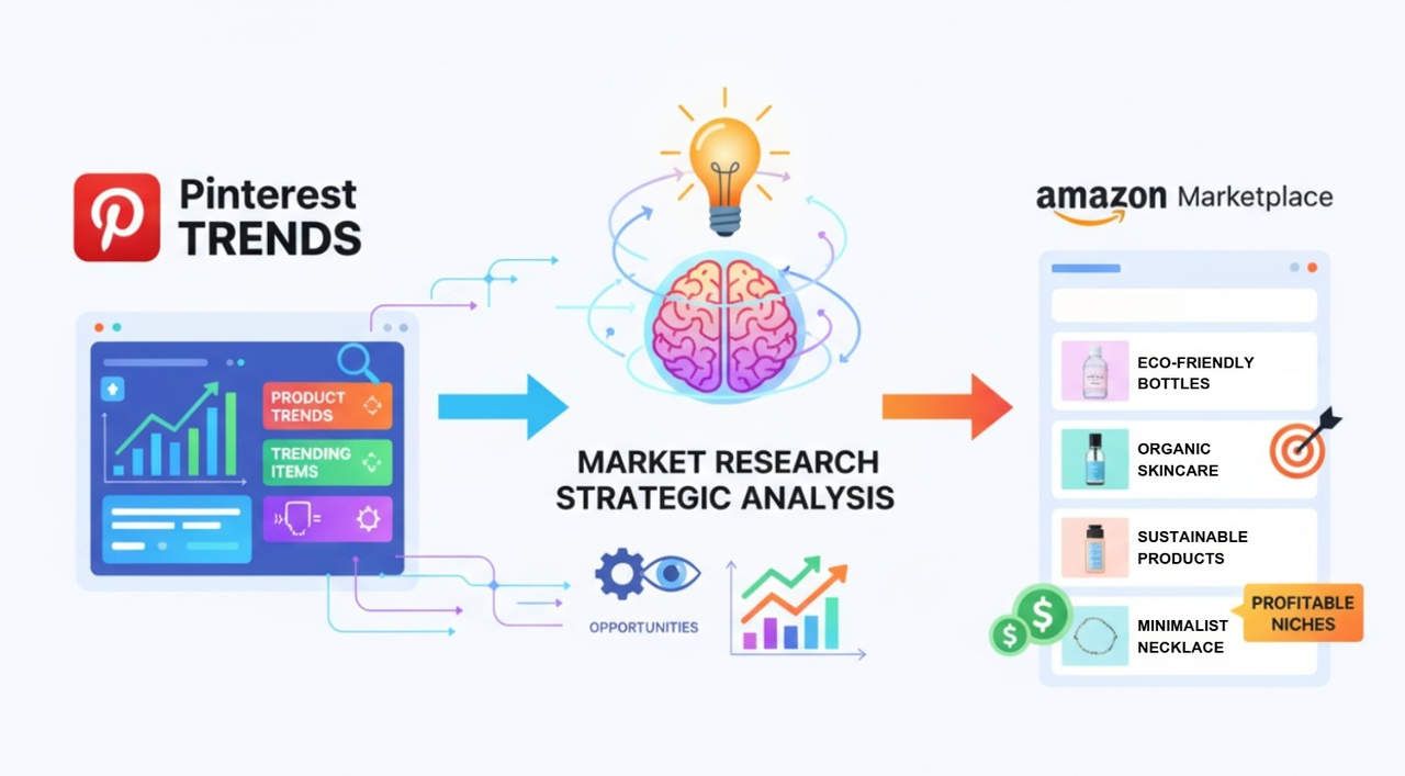 An image shows the process of turning Pinterest Trends into product ideas.