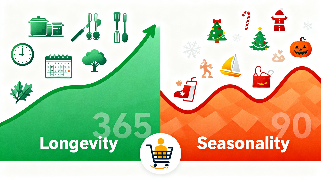 An image shows the comparison between long-term products and seasonal ones.