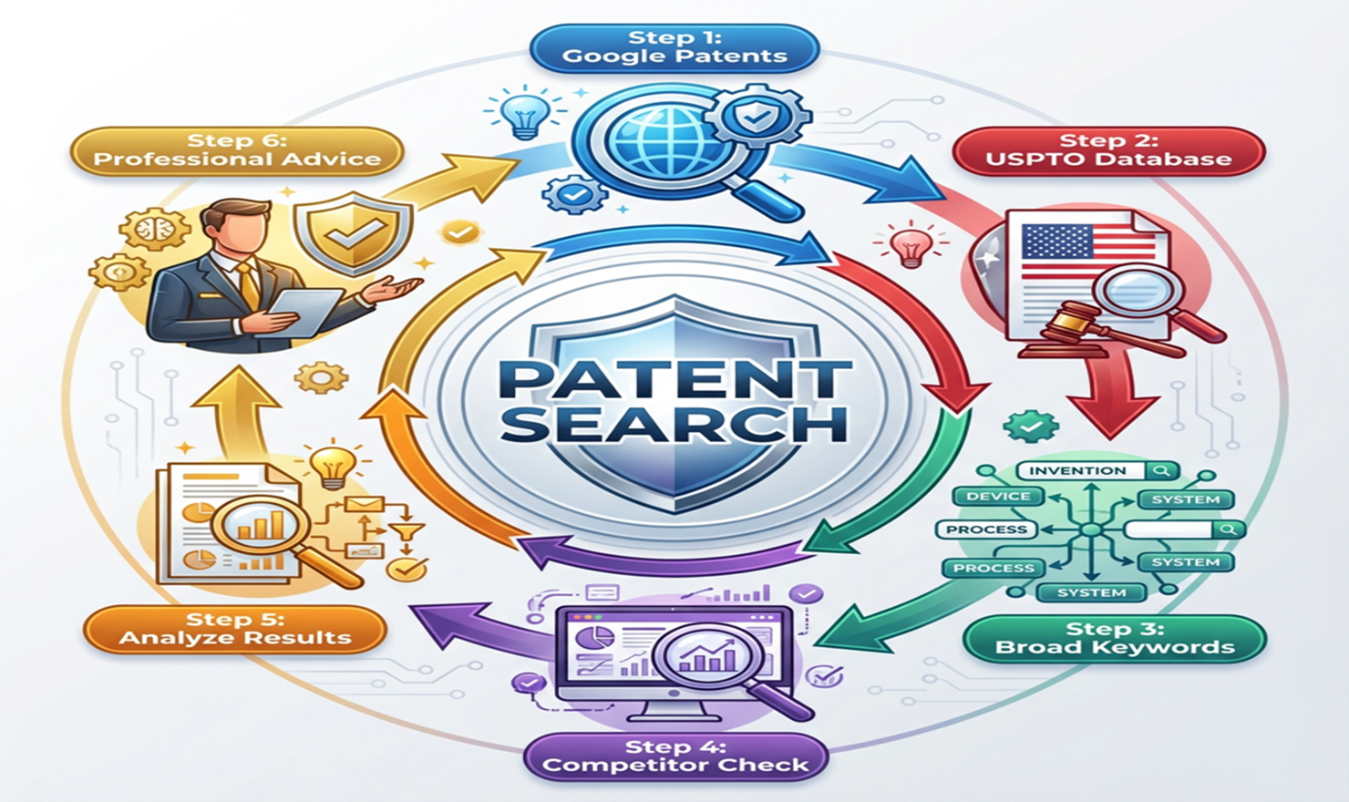 An image shows how to conduct a patent search.