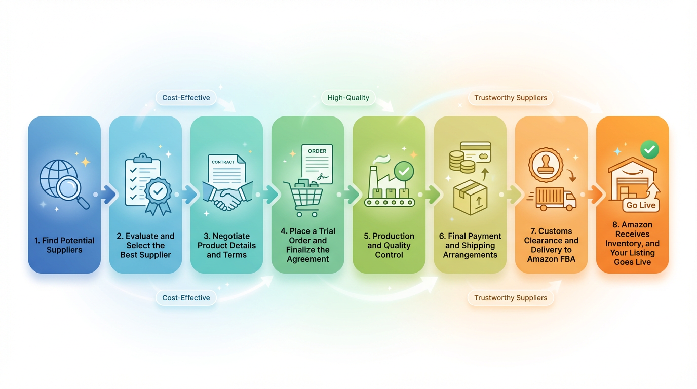 An image showing the overview of product sourcing process