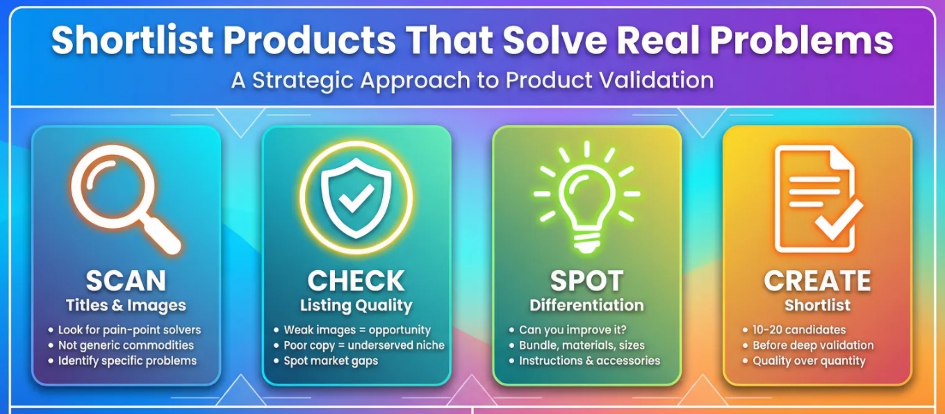 An infographic showing how Amazon sellers can find potential products to sell