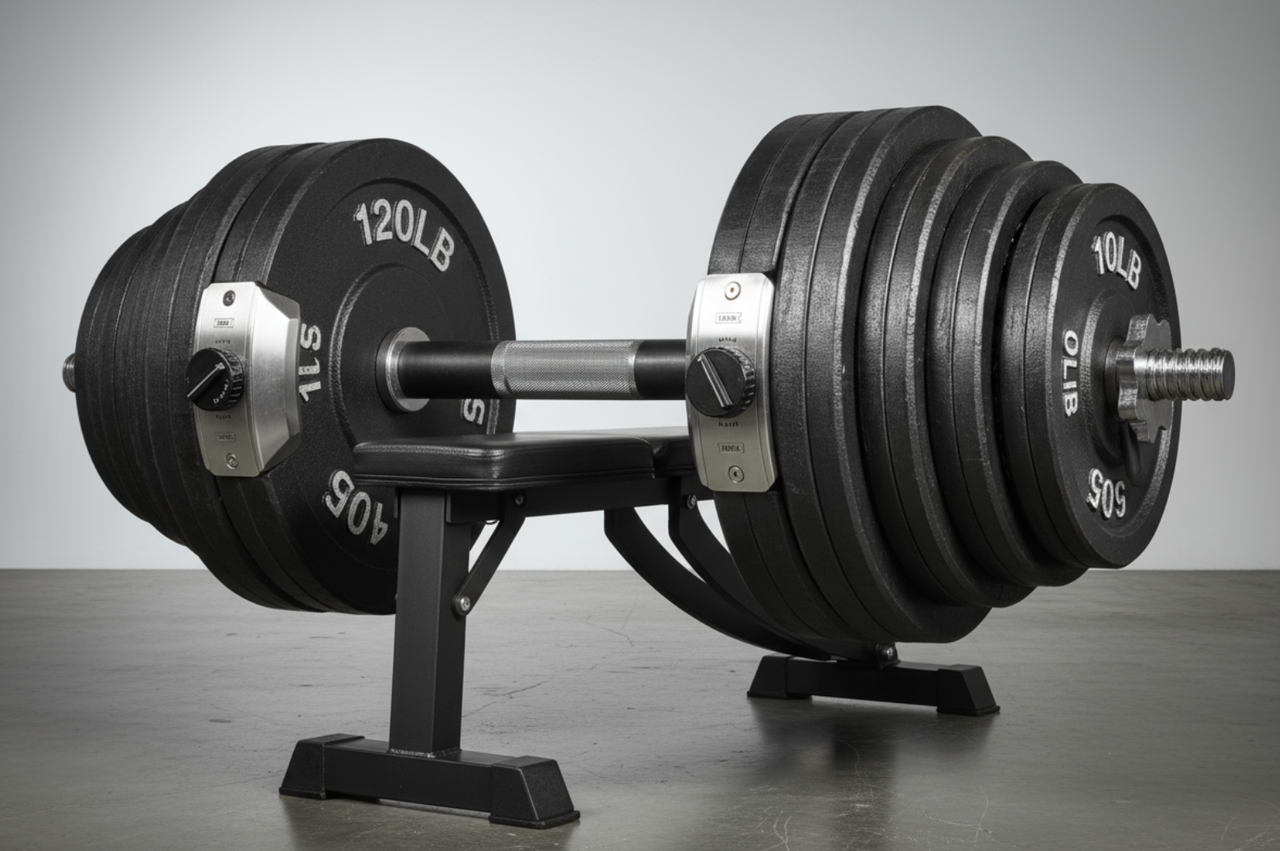 A photo of fitness barbell, representing oversized and heavy products