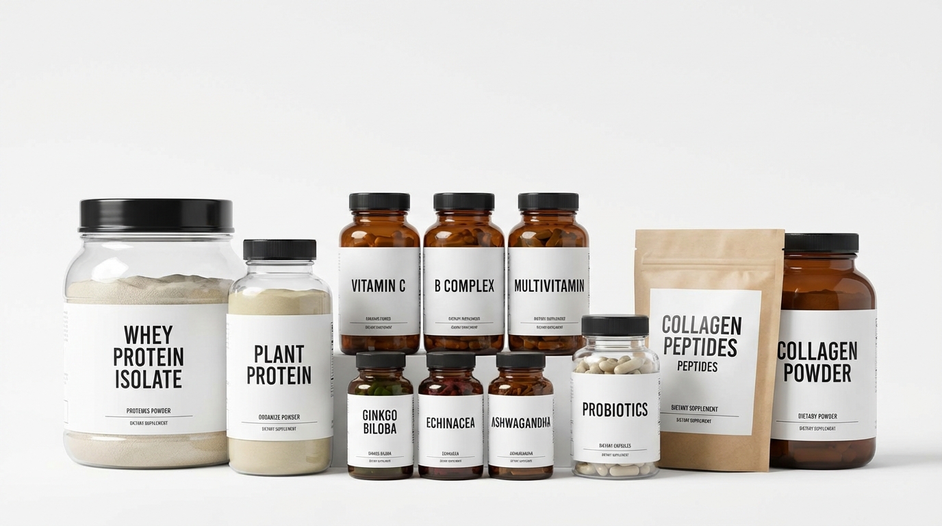 A photo of several dietary supplements, one of the gated product categories on Amazon