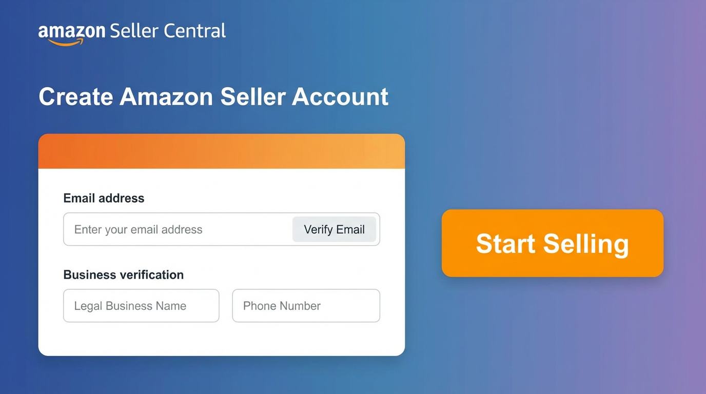 The sell.amazon.com signup page where new sellers begin creating an Amazon seller account.