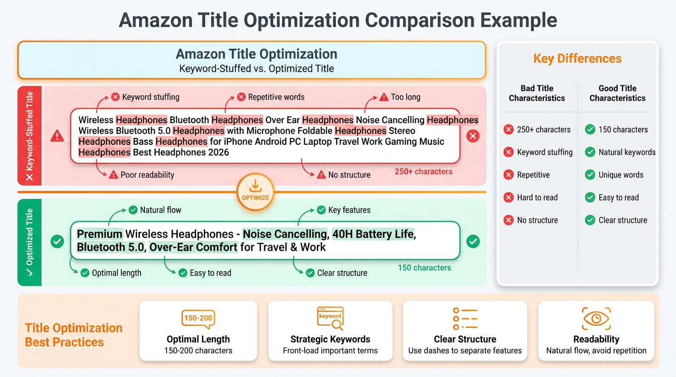 Amazon Title Optimization comparison example