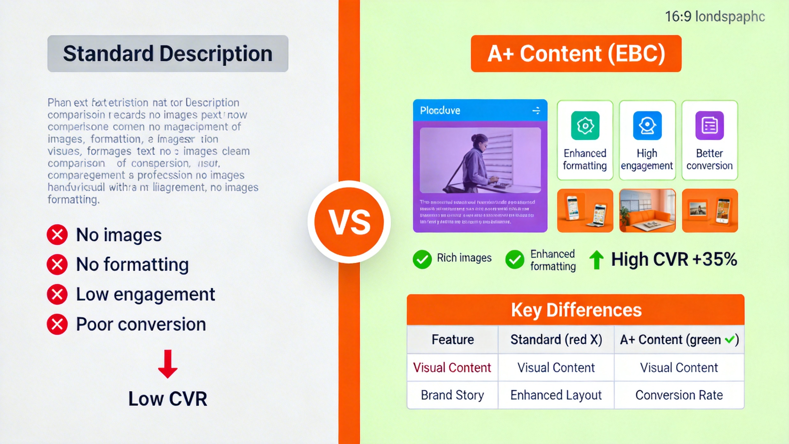 Amazon A+ Content vs Standard Description comparison
