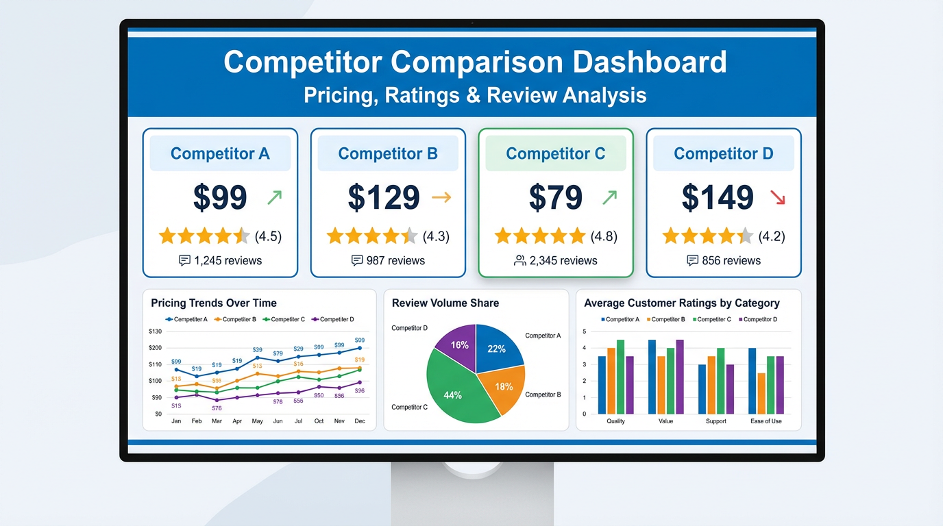 Amazon competitor analytics dashboard comparing top sellers in a category