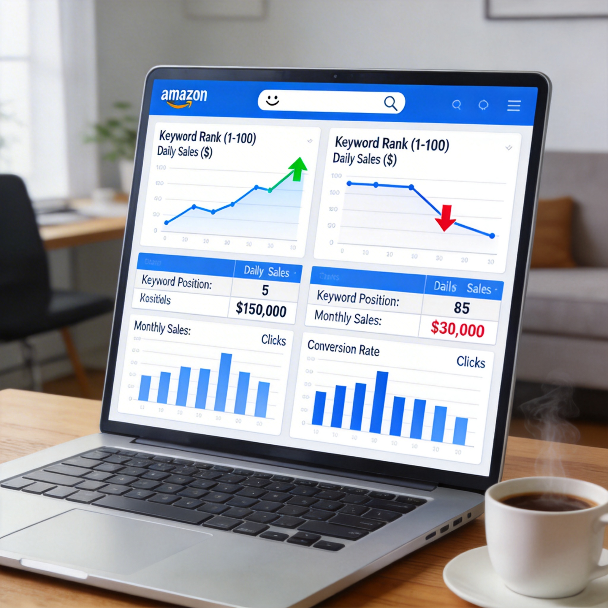 Impact of Amazon keyword ranking on sales performance
