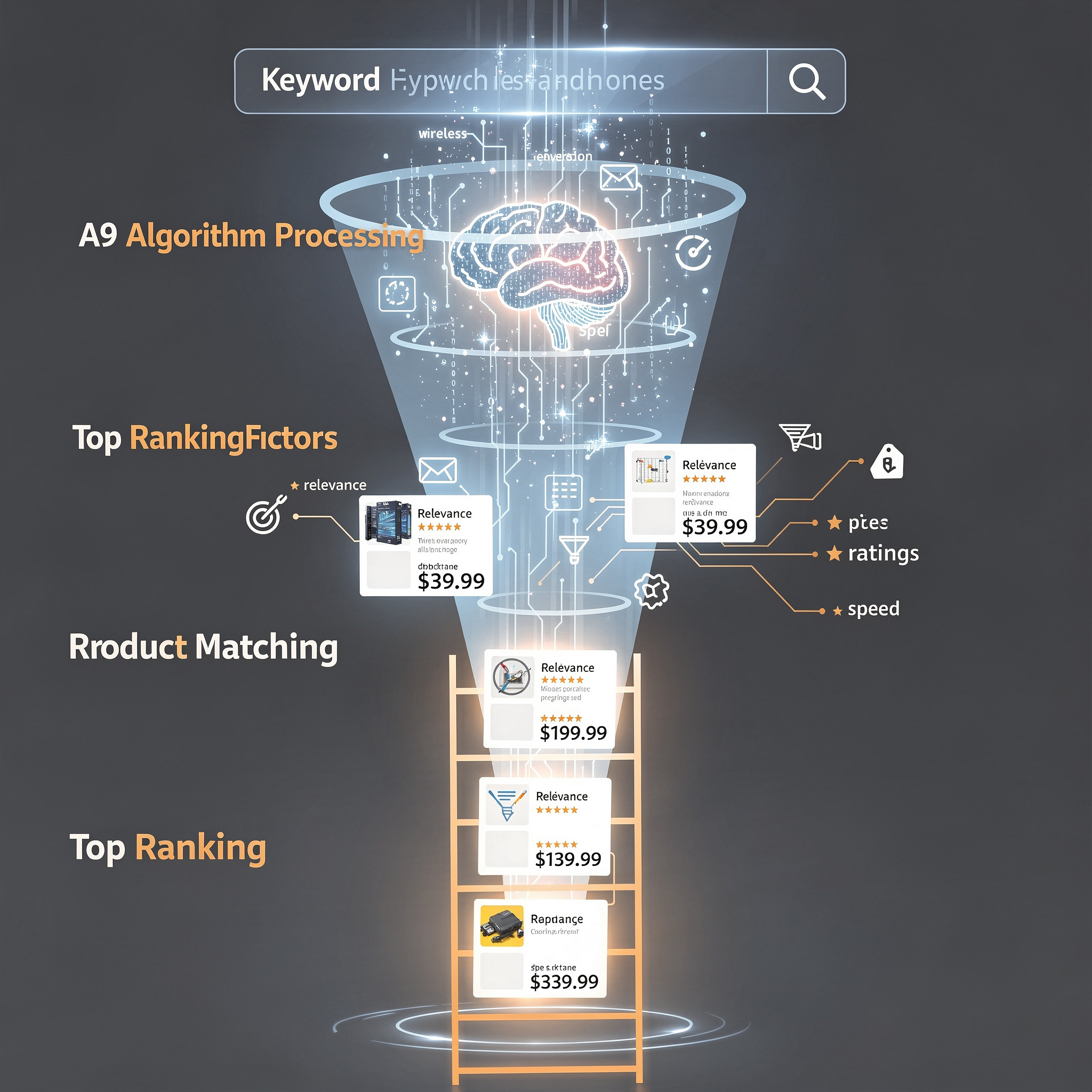 How Amazon keyword ranking works – visual breakdown of A9 algorithm and ranking factors