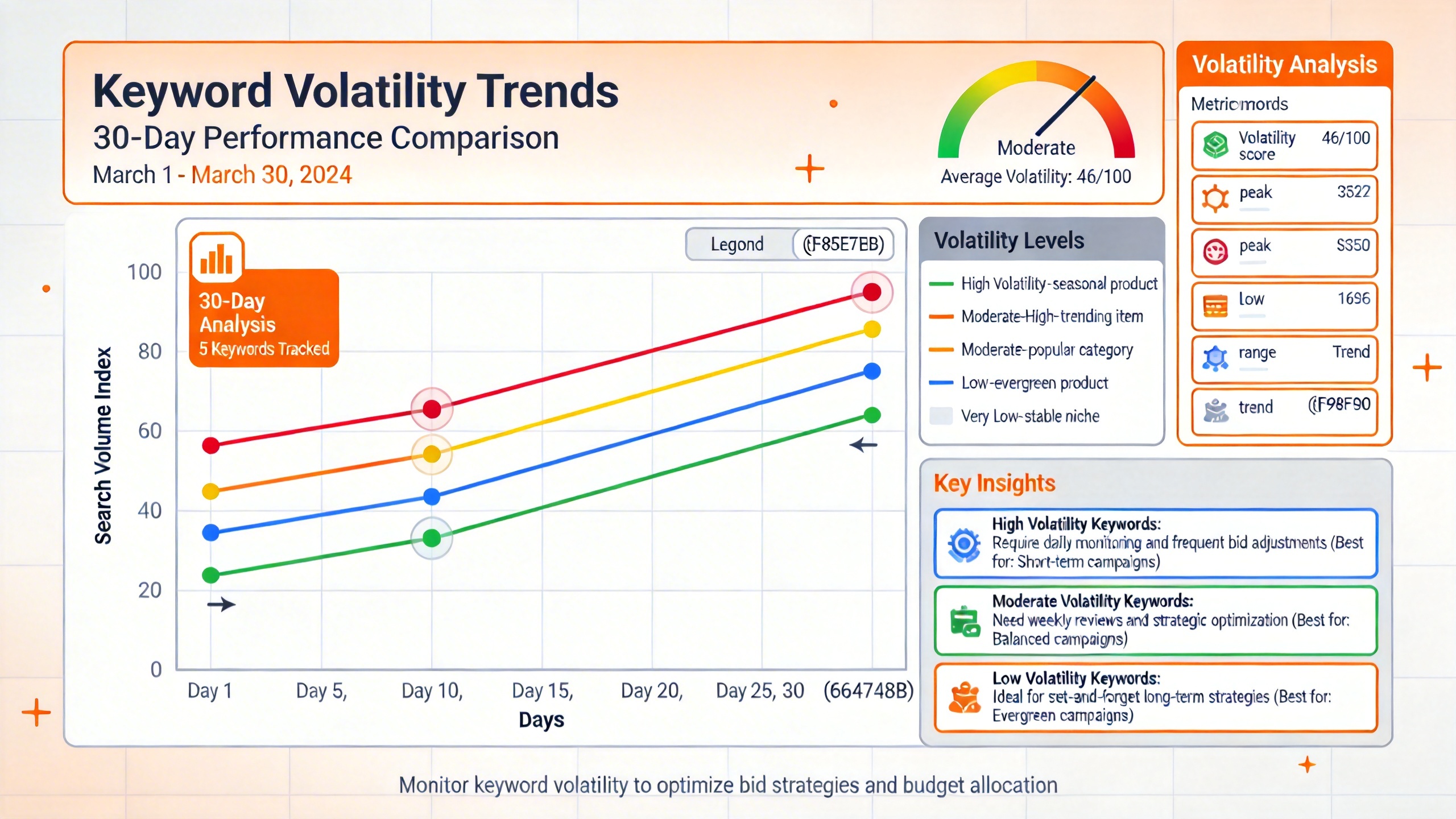 Comparison of keyword volatility trends on Amazon over one month