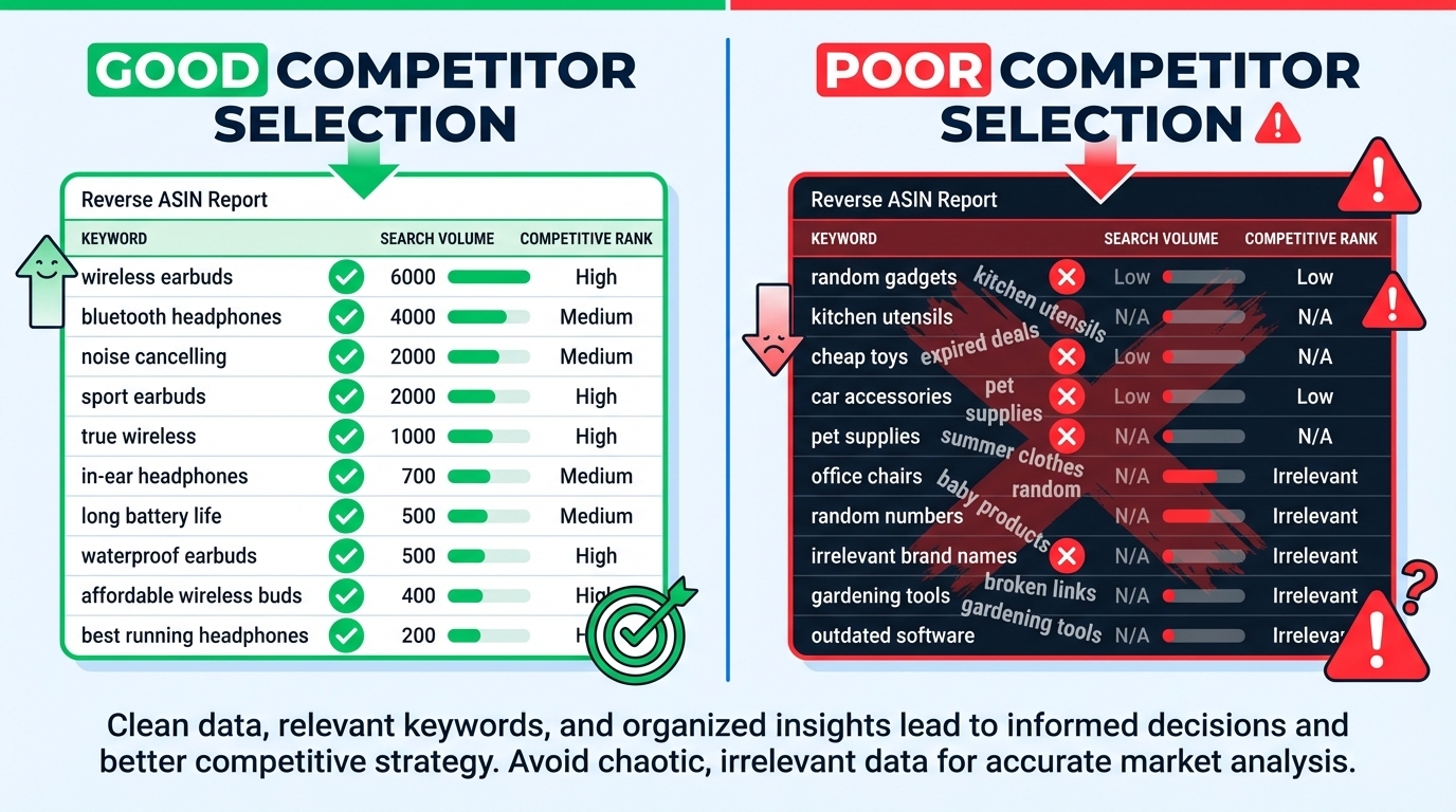 Reverse ASIN results with good vs. bad competitor selection