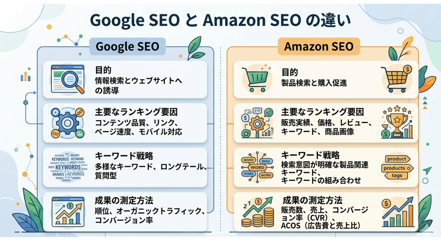 Amazon SEOとGoogle SEOの違い