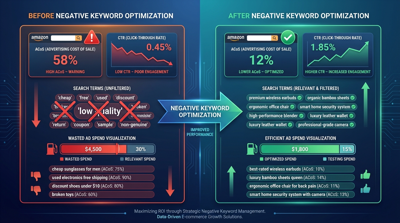 Negative Keywords Guide: Reducing Wasted Ad Spend – Campaign Performance Before and After Optimization