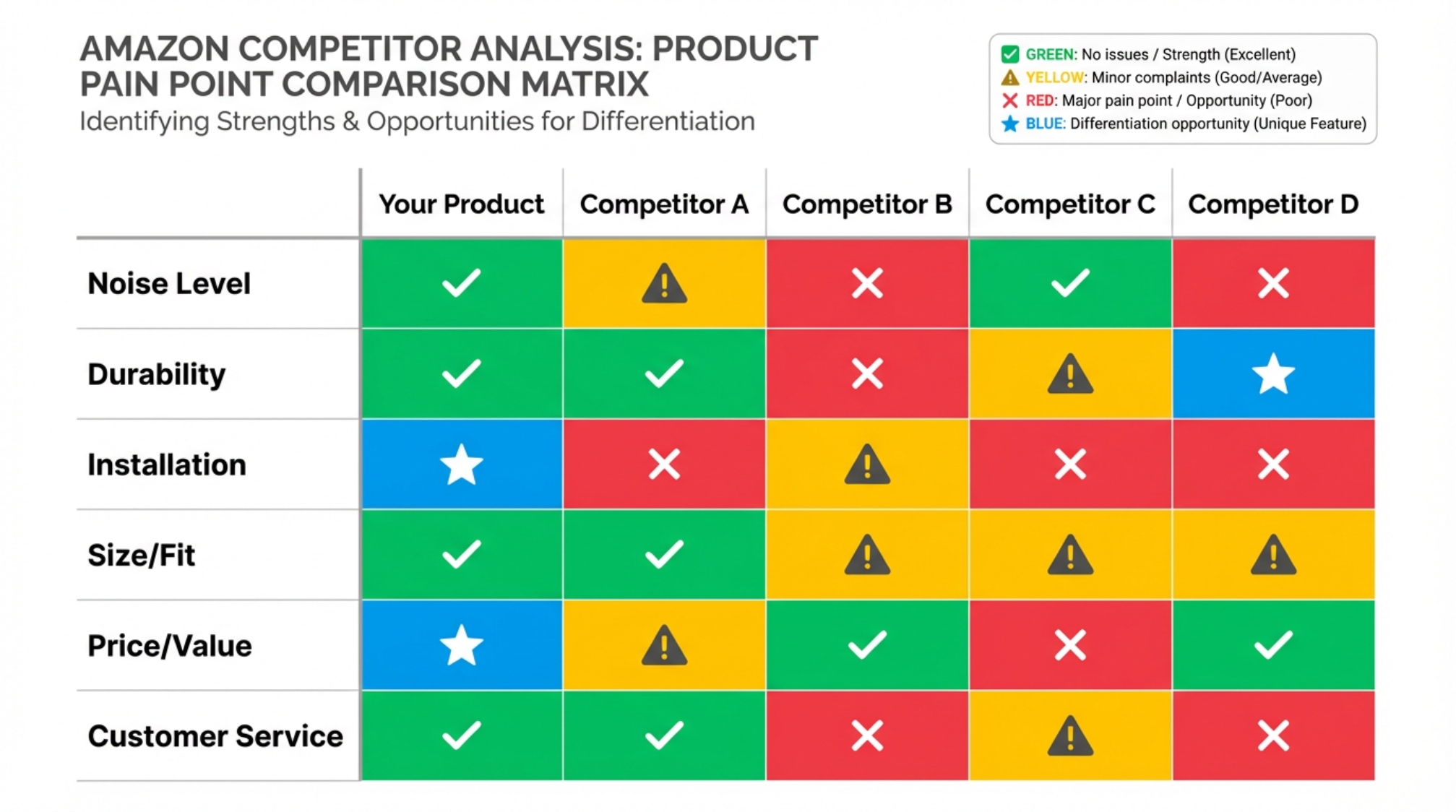 Amazon competitor review analysis pain point matrix