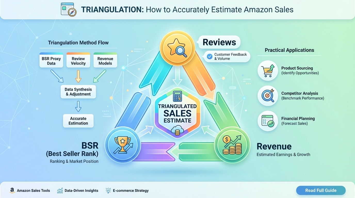 Triangulation method for Amazon sales estimation using three data points