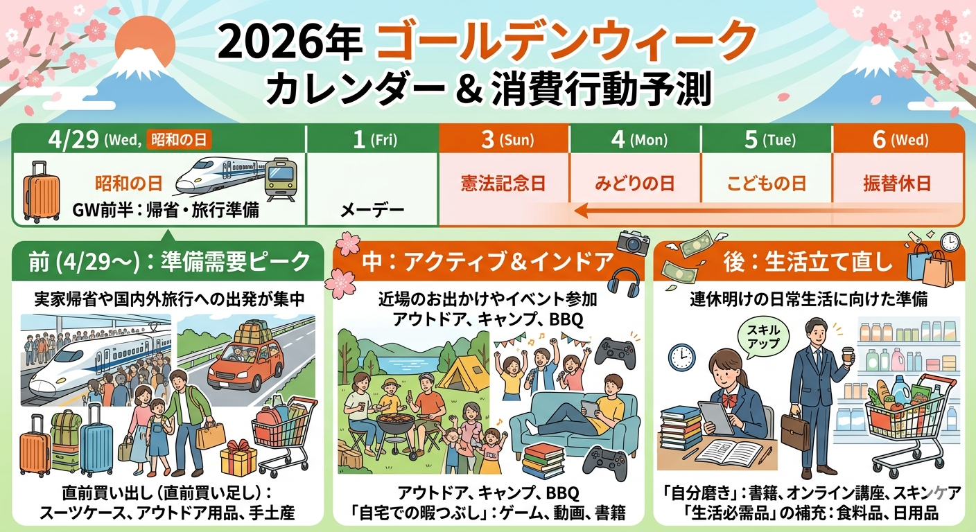 2026年ゴールデンウイーク期間中の消費行動予測と市場動向