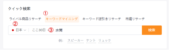 逆引きリサーチ結果画面