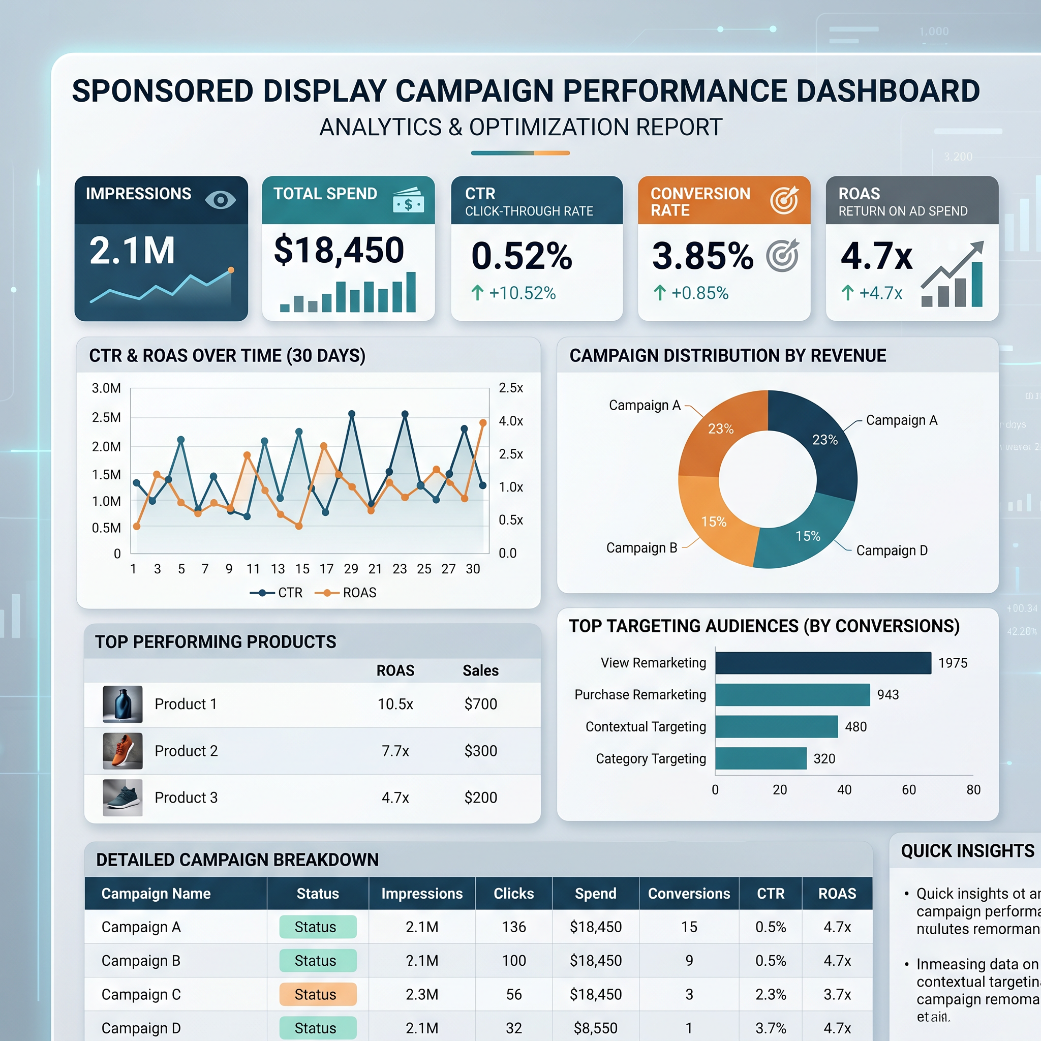 Sponsored Display Ads: Retargeting Strategies data analysis dashboard