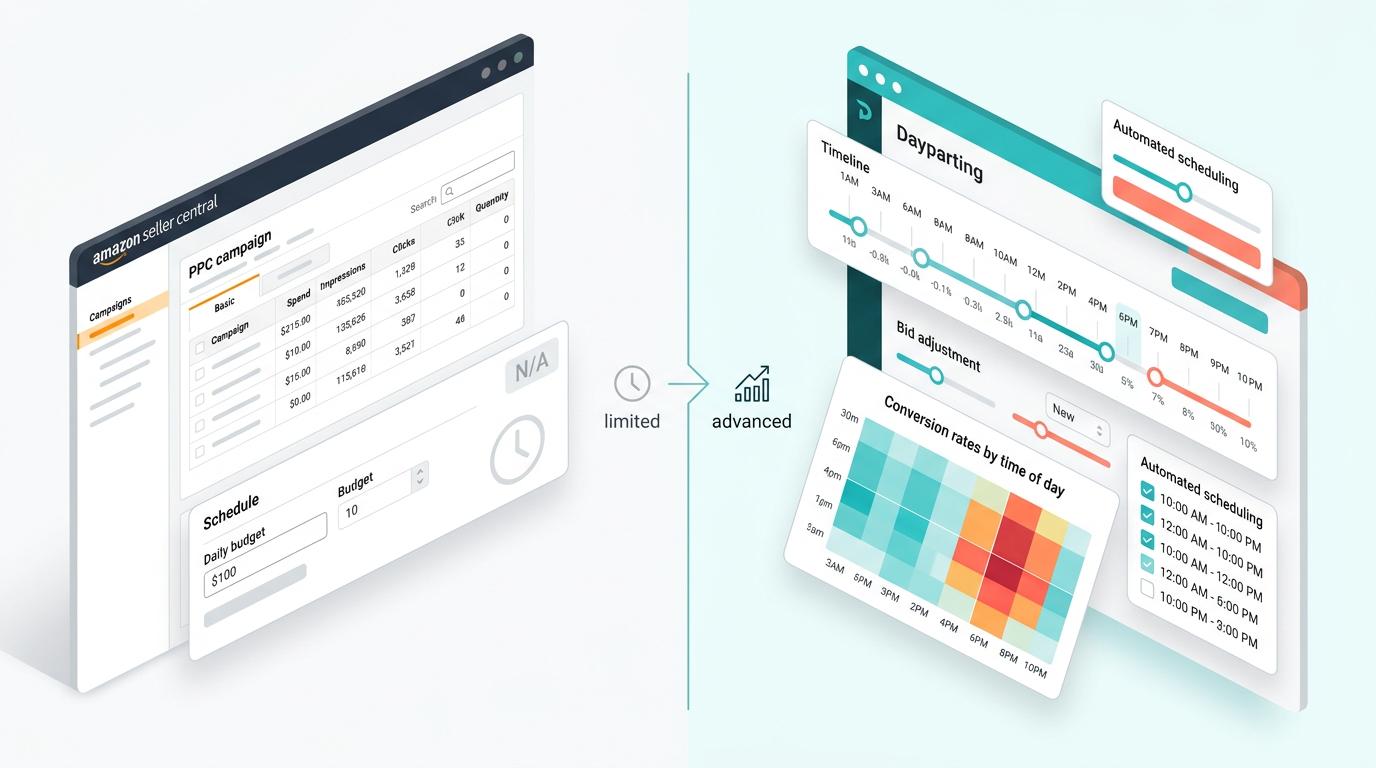 Amazon PPC scheduling limitations and third-party solutions for time-based bidding
