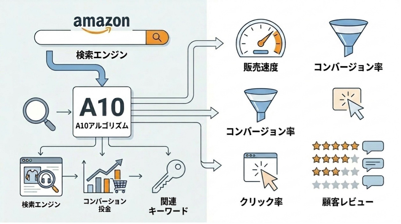 Amazon検索順位とSEO対策の基礎知識に関する図解
