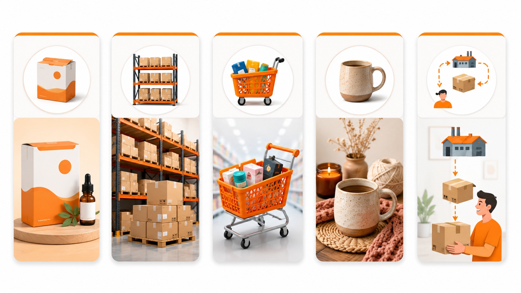 Visual comparison of Amazon business models including private label, wholesale, arbitrage, handmade, and dropshipping.