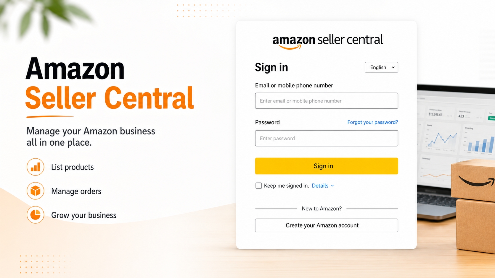 Amazon Seller Central login screen