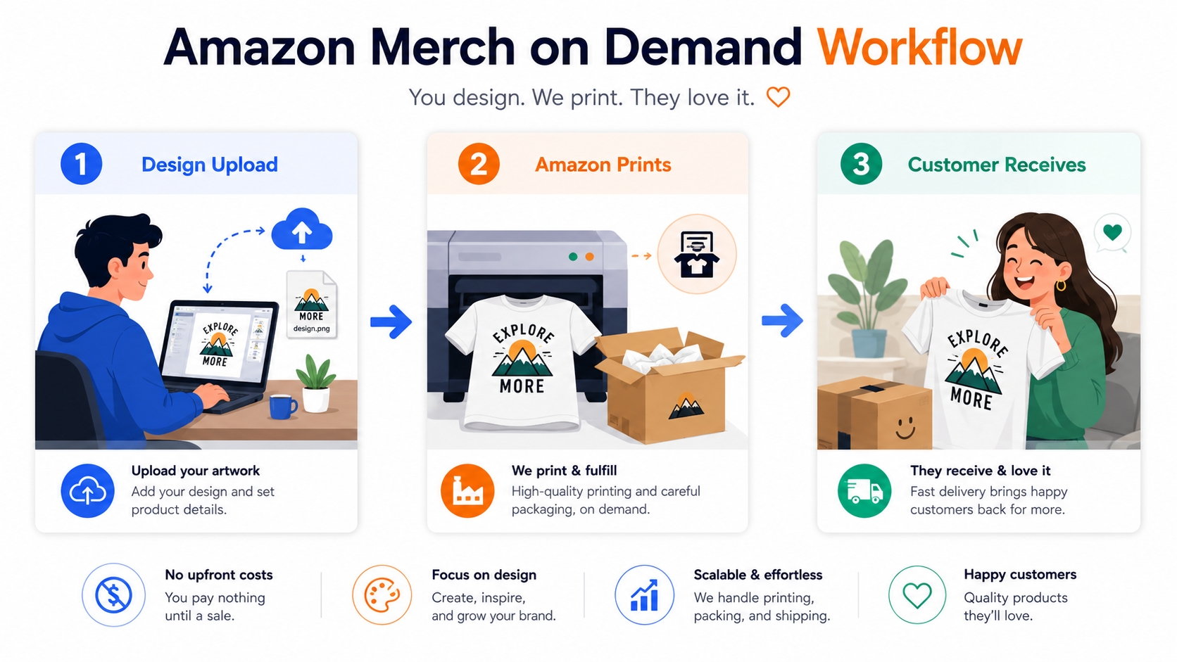 diagram of Amazon Merch on Demand process