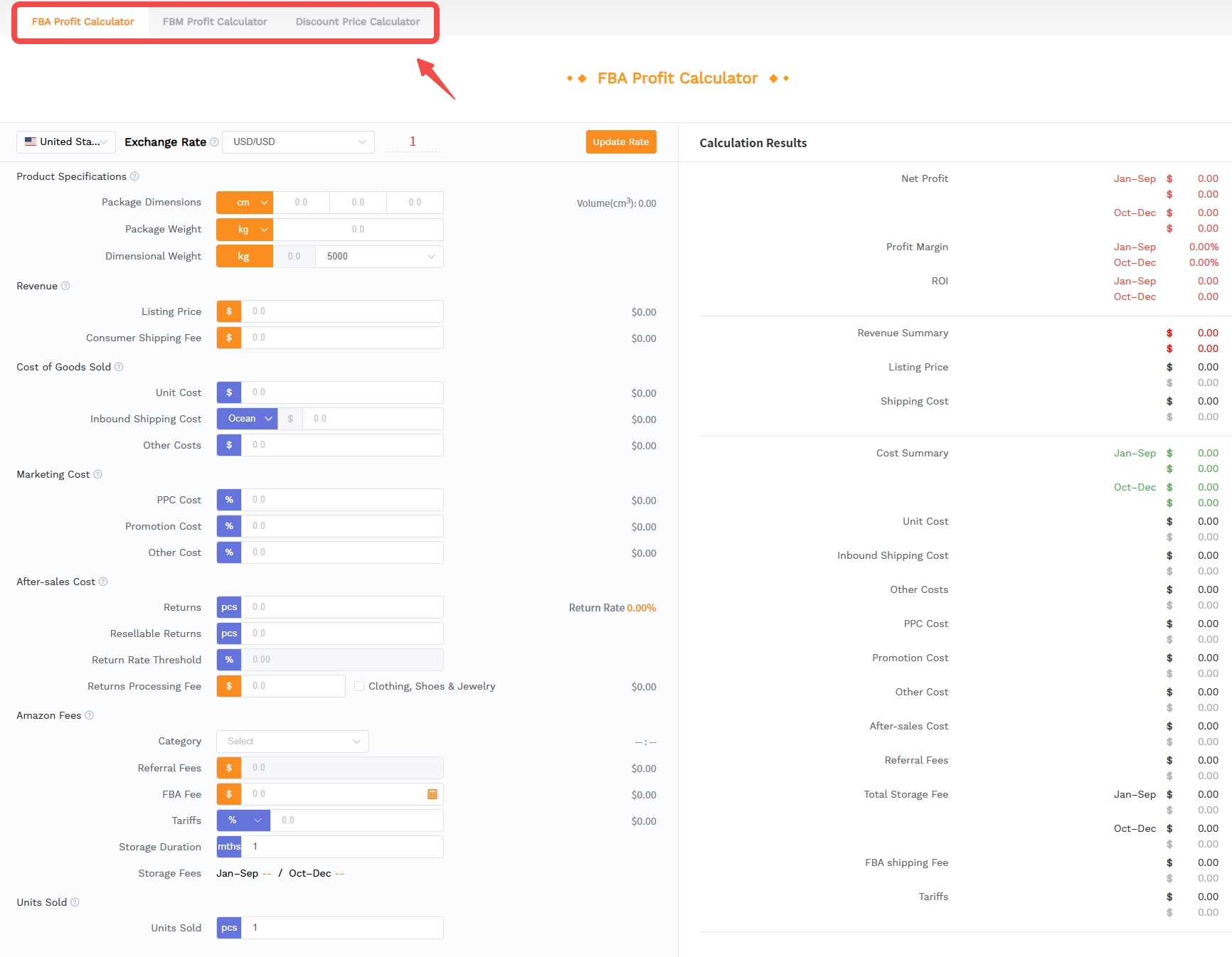 Screenshot of SellerSprite Amazon profit calculator showing cost breakdown.