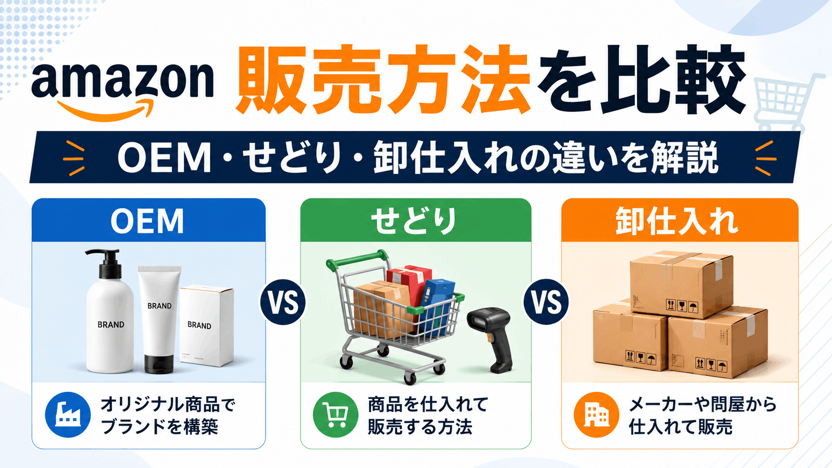 Amazon販売方法を比較｜OEM・せどり・卸仕入れの違いを解説