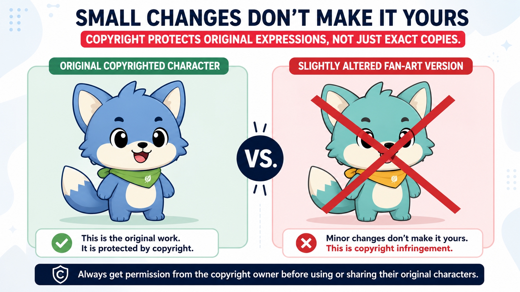 Copyright infringement comparison: original character vs. slightly altered design