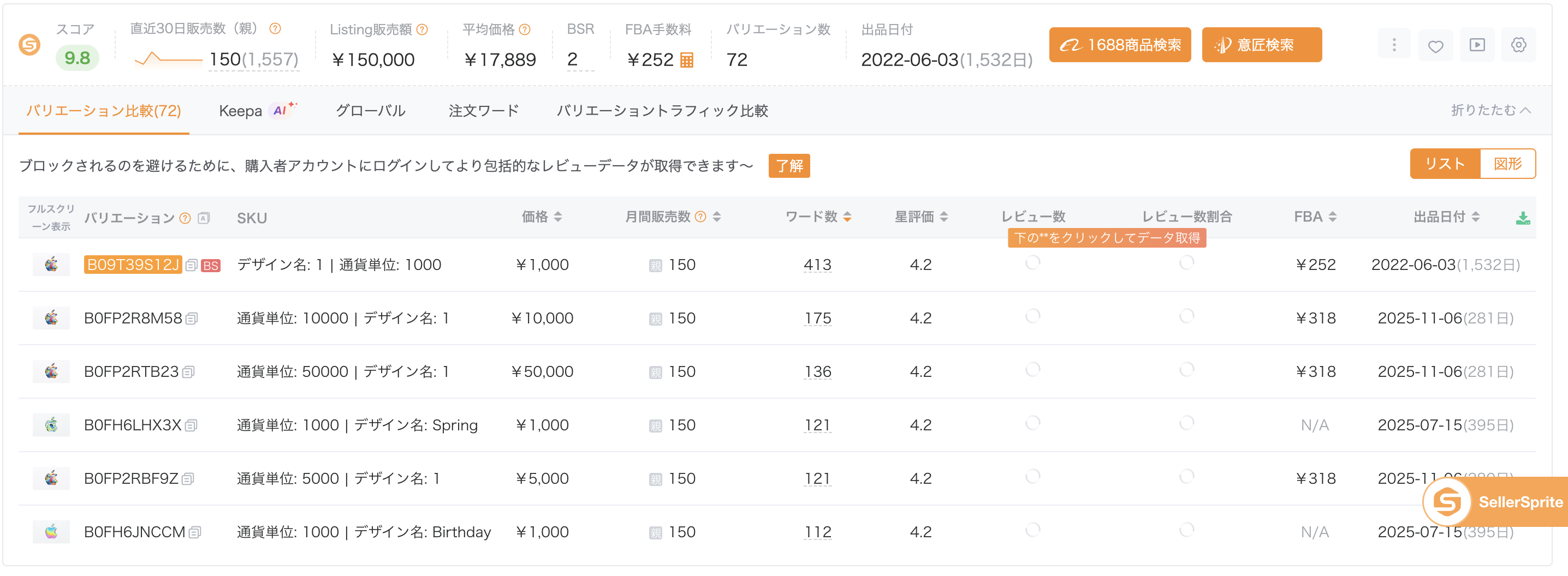 セラースプライト拡張機能-バリエーション比較
