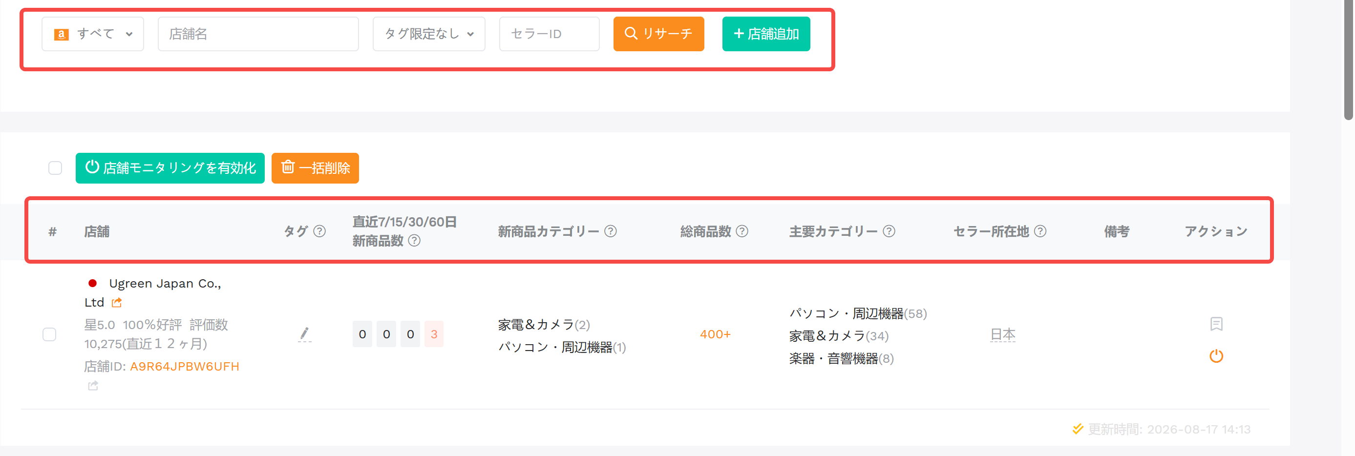 セラースプライト店舗新商品モニタリングで競合店舗を分析