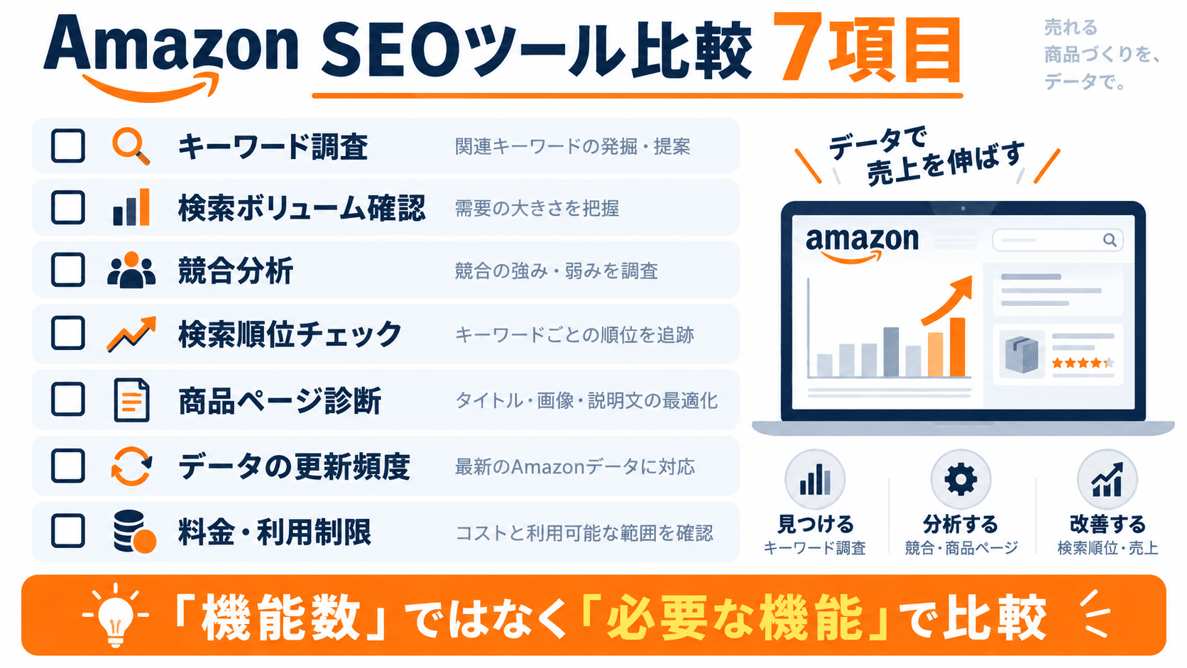 Amazon SEOツールを比較する7つのチェックポイント