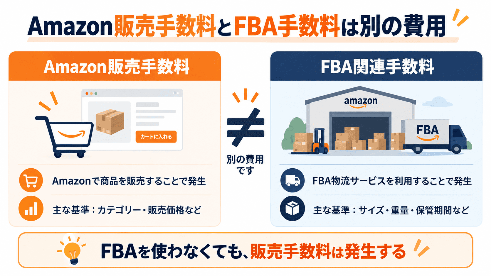 Amazon販売手数料とFBA関連手数料の違い