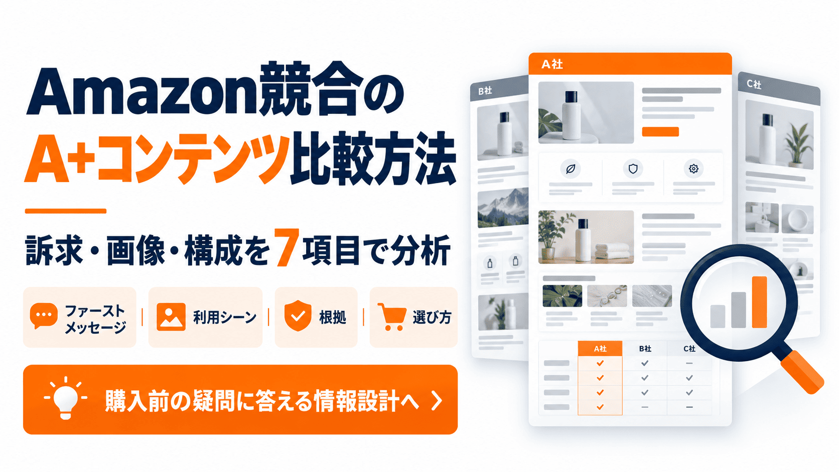 Amazon競合のA+コンテンツを訴求・画像・構成の7つの観点から比較する方法